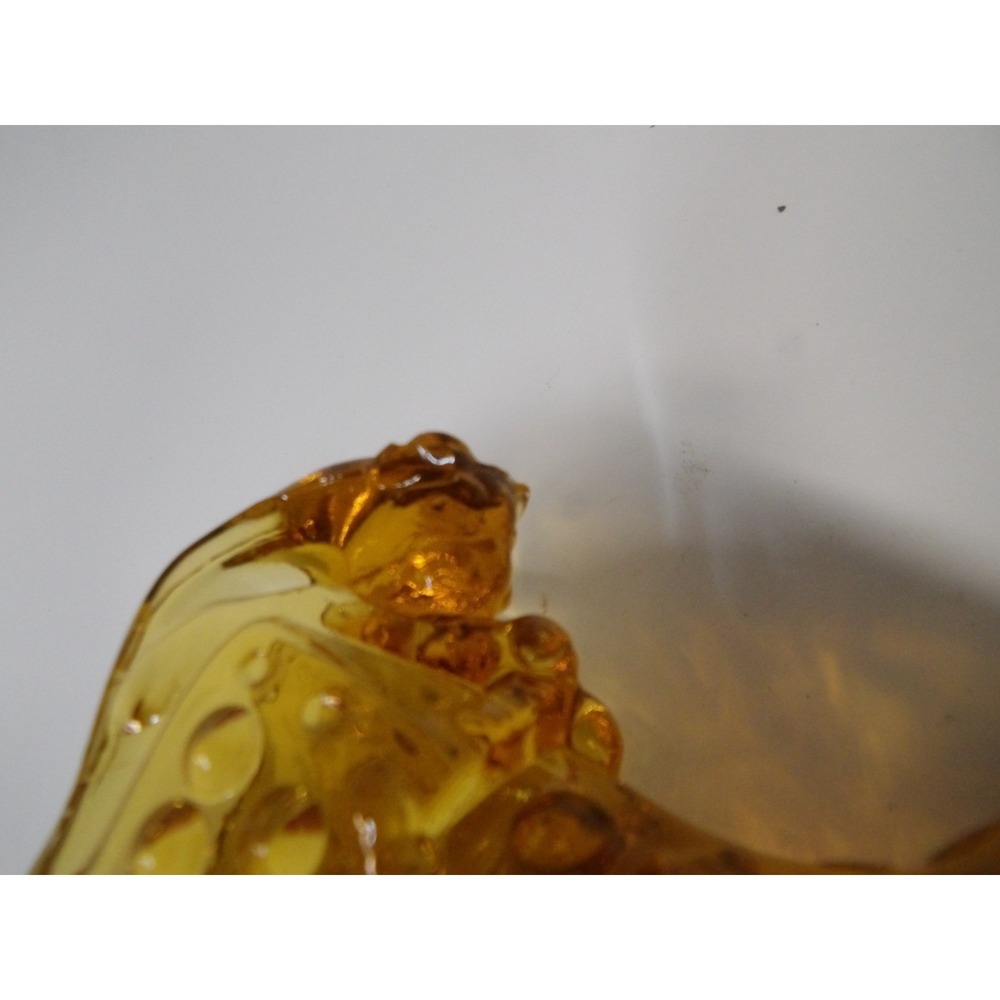 Vintage 1970's Art Glass Fenton Amber Hobnail Cats Head Slipper Shoe Small Chip - Picture 2 of 4
